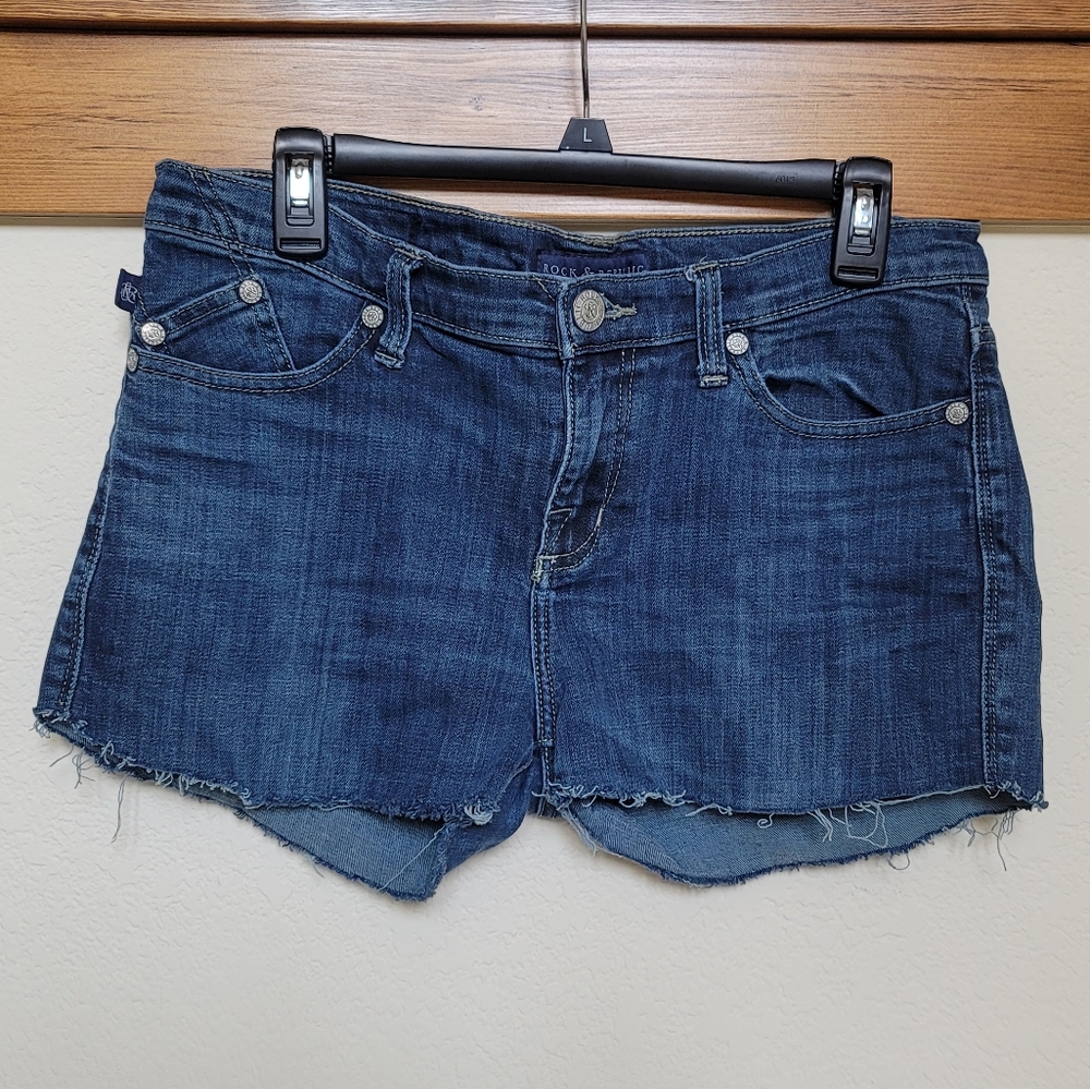 Cropped Denim Short Shorts sz 12 Dark Wash